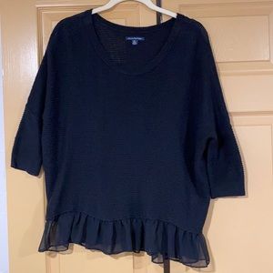 The cutest sweater with sheer ruffle hem!